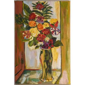 Painting, Bouquet Of Flowers, XXth Century