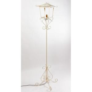 Indoor Floor Lamp In Painted Wrought Iron From Maison R.gleizes, Design From The 1950s-1960s.