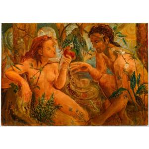 Painting, Oil On Canvas By The Artist Evelyne Luez, 20th Century.