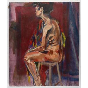 Oil On Canvas, Painting By Evelyne Luez, 20th Century.