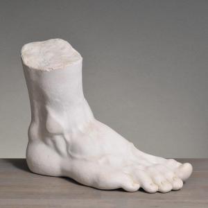 Sculpture Of A Giant Foot In Plaster, 21st Century.