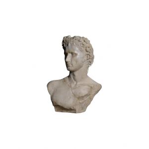 Sculpture Representing A Statue Of A Bust Of The Emperor Augustus, 21st Century.