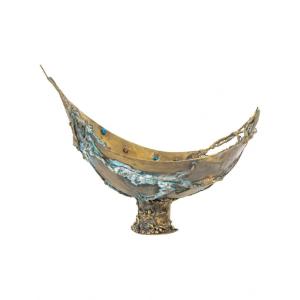 Brass Cup With Semi-precious Stone Inlay, 1960.