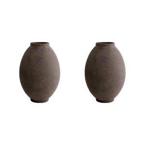 Pair Of Taupe Terracotta Vases And Jars.