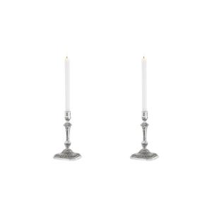 Pair Of Silver-plated Candlesticks, Regency Style, Contemporary Work.