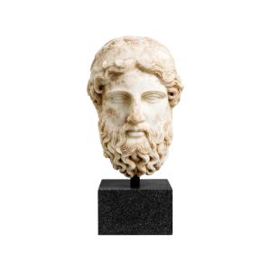 Marble Bust Representing Hermes, Patinated Marble, Contemporary Work.