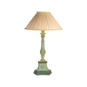Carved, Lacquered And Gilded Wood Lamp, 1950-1960, Louis XVI Style.