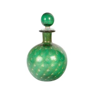 Carafe, Bottle In Iridescent Gold Murano Glass, 20th Century.
