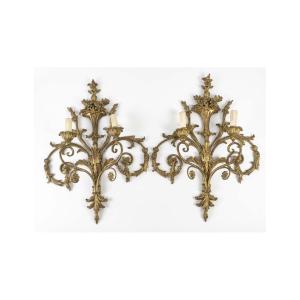 Pair Of Louis XV Style Wall Sconces From The Early 20th Century, Napoleon III Style.