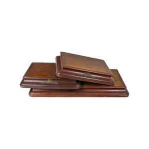 Three Solid Mahogany Display Stands, 19th Century, Napoleon III Period.