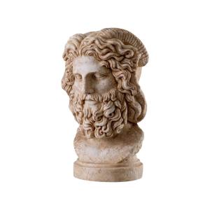 Sculpture, Bust Of Zeus In Patinated Marble, Statue In The Style Of Ancient Rome, 21st Century