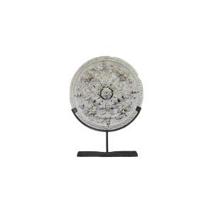 Ceiling Rose For Haussmannian Apartment, Patinated Plaster And Resin Casting