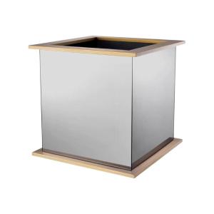 Brushed Brass Planter, Smoked Mirror Glass, Modern Design.