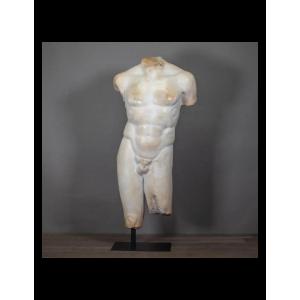 Classic Resin Bust With Marble Patina Inspired By The Greco-roman Period.