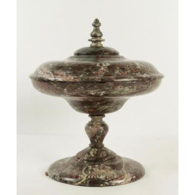 Covered Cup In Marble From The 19th Century. 
