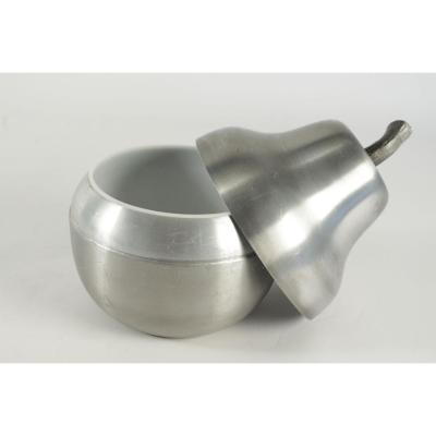 Cool Ice Bucket In The Shape Of A Pear In Brushed Aluminum From The 1970’s. 