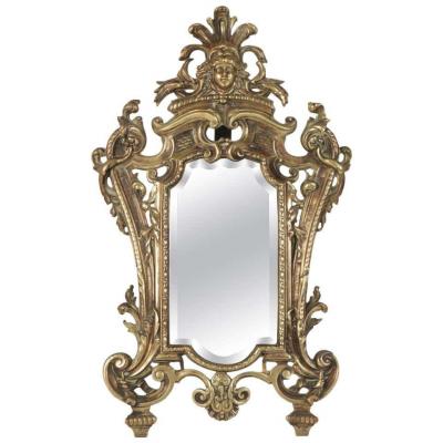  Mirror In Patinated Bronze, 19th Century, Napoleon III Period, Louis XV Style 