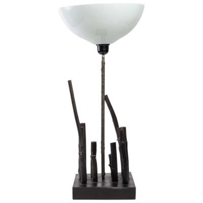 Lamp From The 80's In Wood And Lampshade In Polypropylene