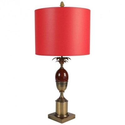 Lampe Années 1960 Laiton Et Résine Rouge