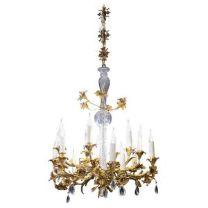 Gilt Bronze And Crystal Chandelier