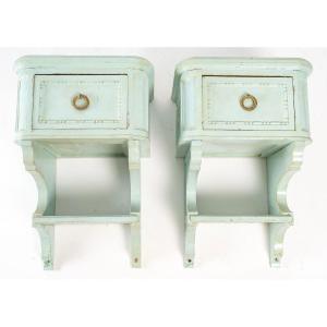 Pair Of Wall Consoles With Embroidery, Early 20th Century