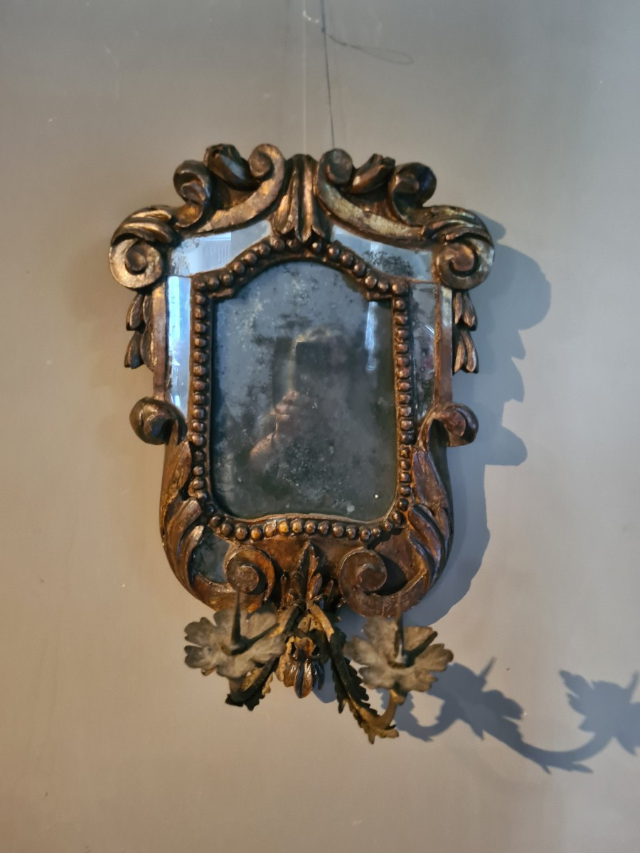 Ventolina Luigi XV in legno dorato a mecca