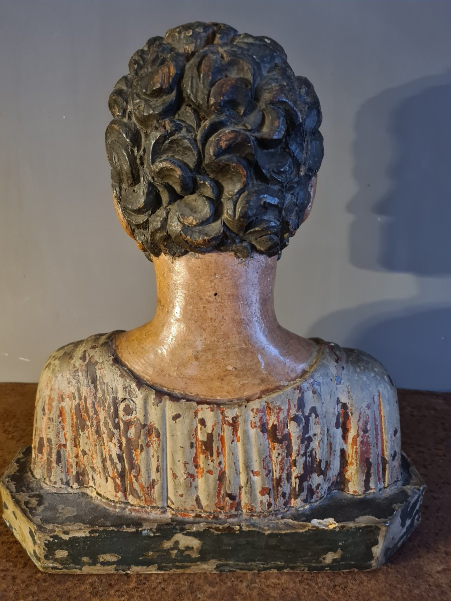 Busto virile in legno scolpito XVII secolo -photo-2
