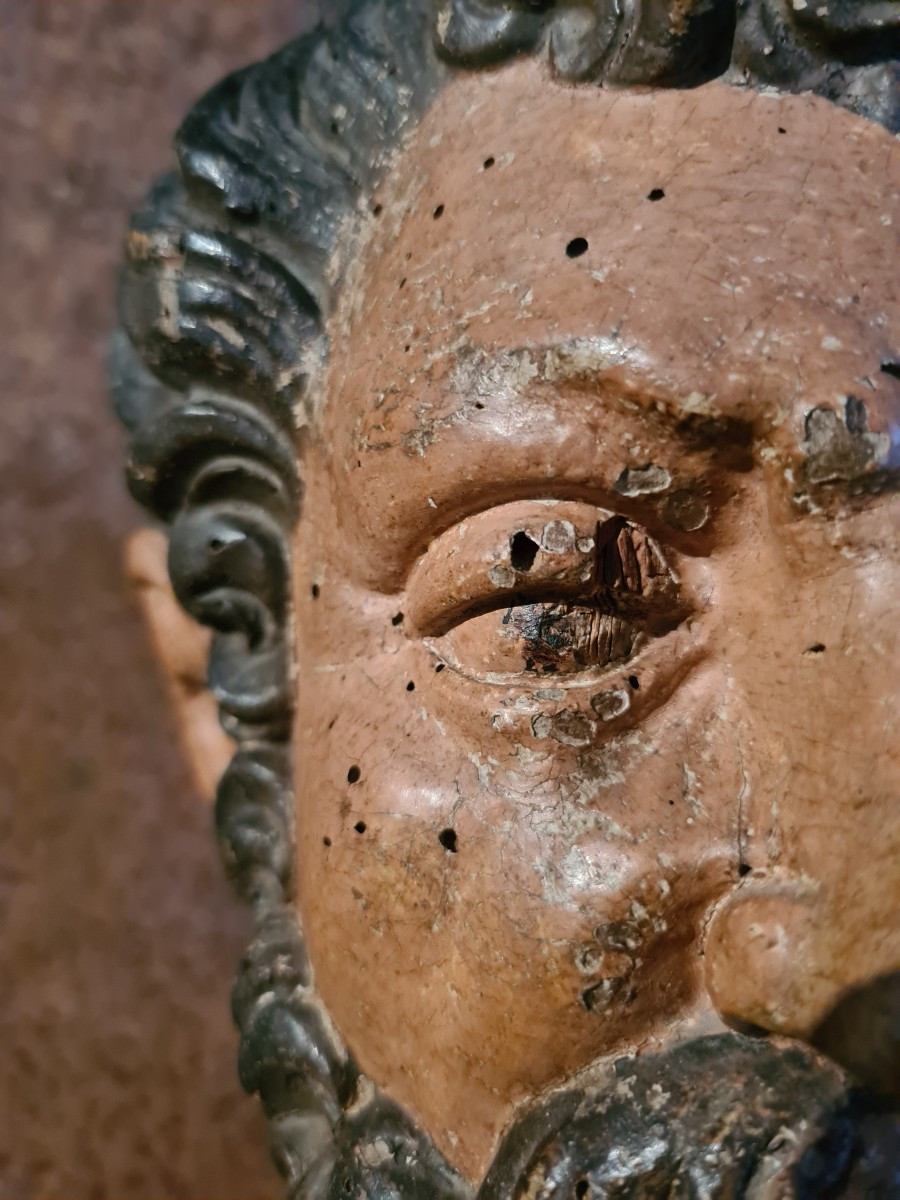 Busto virile in legno scolpito XVII secolo -photo-2