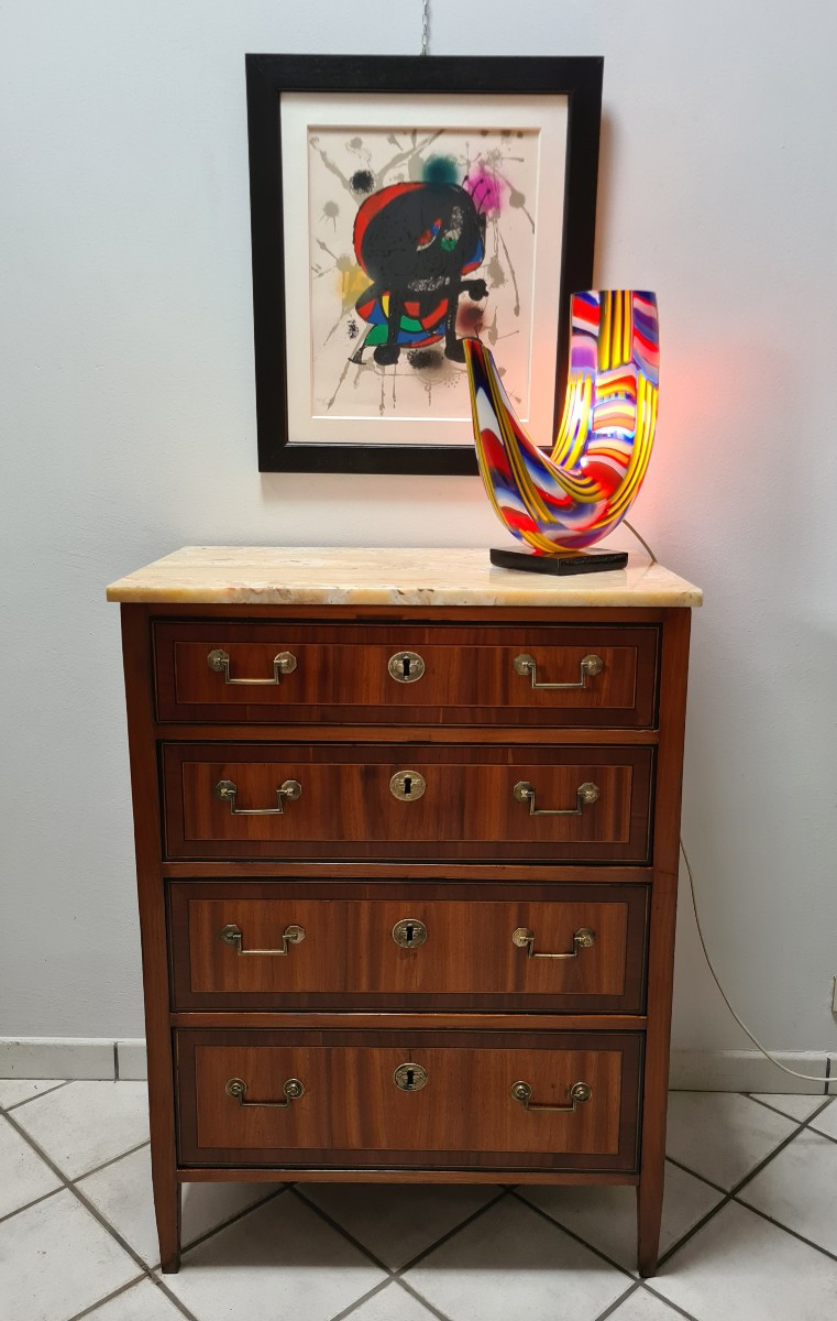 Piccolo cassettone Luigi XVI intarsiato Toscana-photo-3