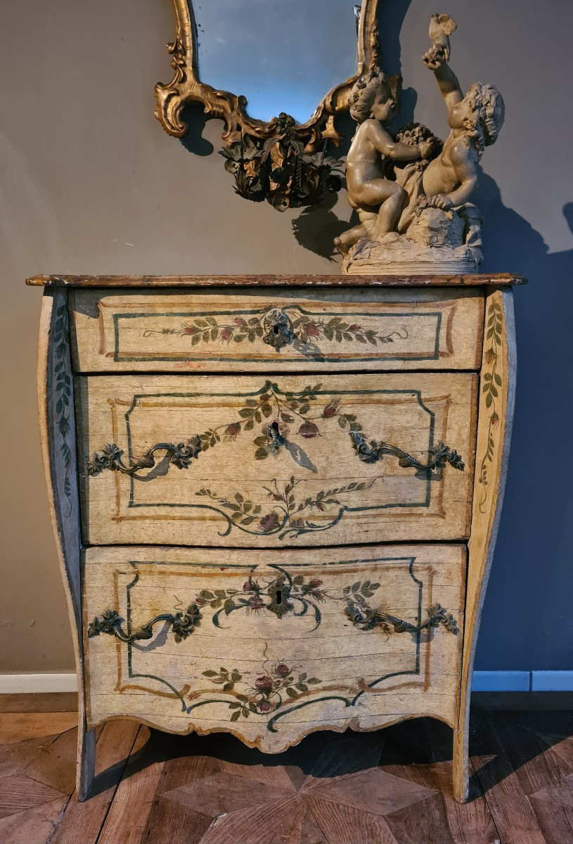 Piccolo cassettone mosso laccato Genova XVIII secolo -photo-4