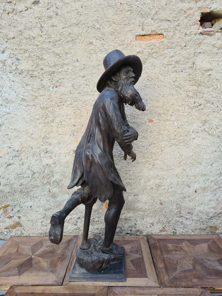 Raro grande scultura 'Pitocco' scolpito e intagliato, Veneto metà XVIII-photo-4