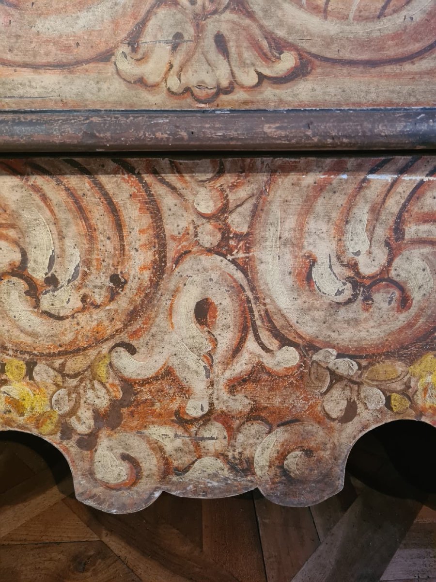 Panca da androne dipinta e laccata in policromia-photo-2