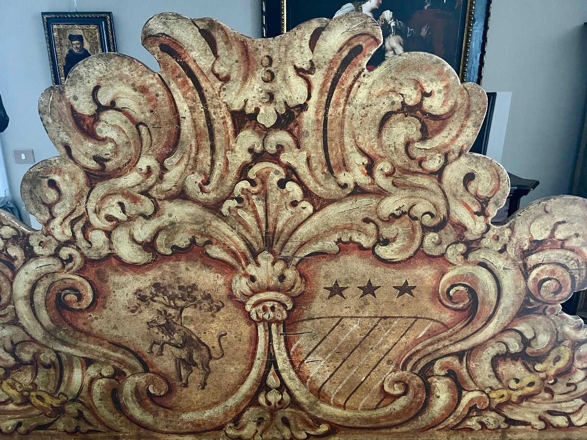 Panca da androne dipinta e laccata in policromia-photo-4