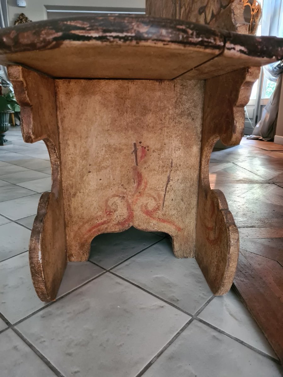 Panca da androne dipinta e laccata in policromia-photo-5