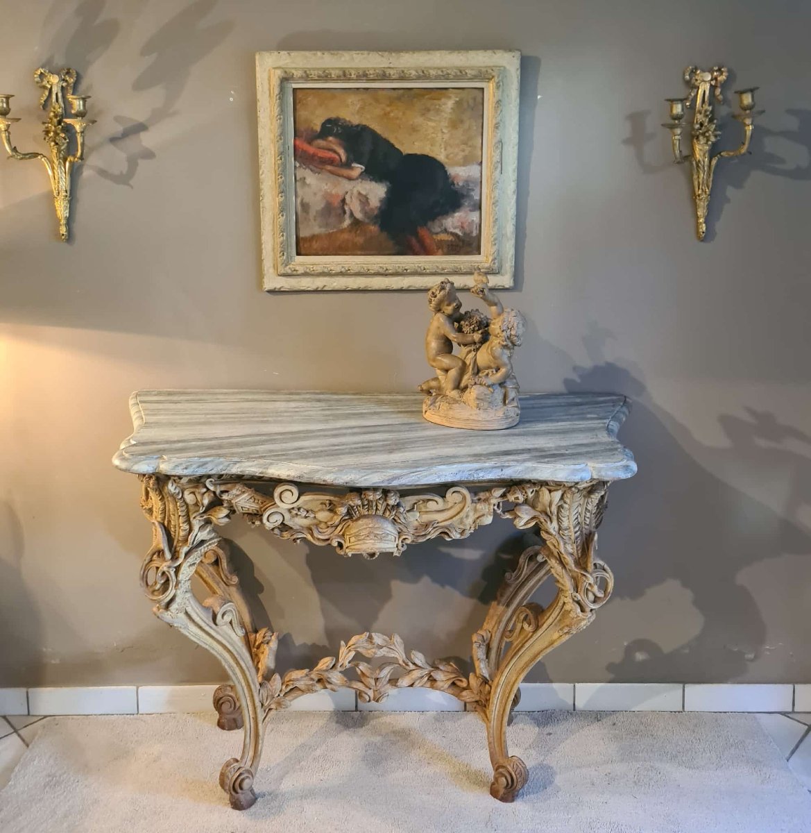 Straordinaria console scolpita e intagliata-photo-2