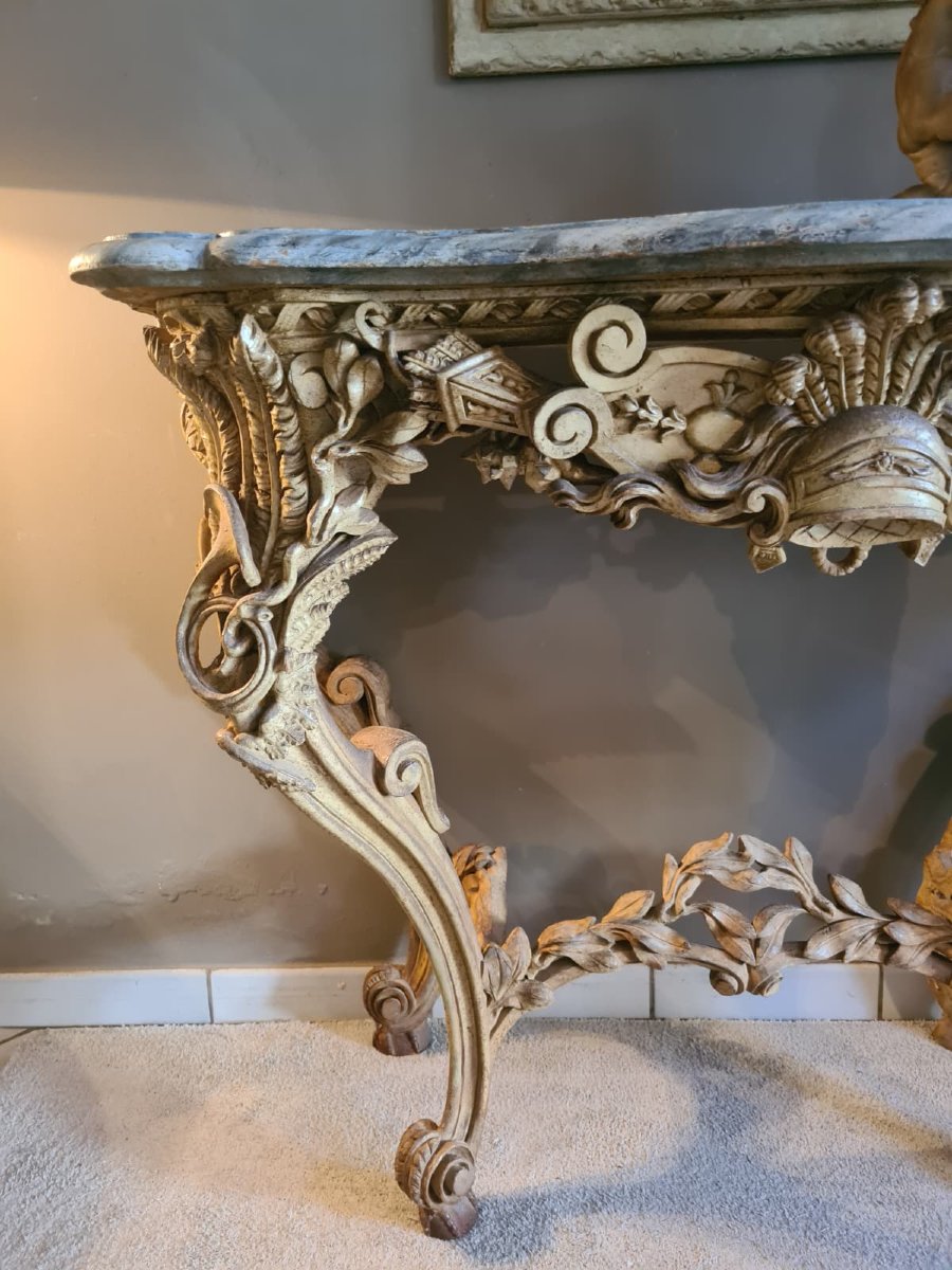 Straordinaria console scolpita e intagliata-photo-3