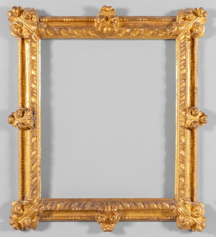 Cornice in legno finemente intagliato e dorato, Toscana sec.XVIII