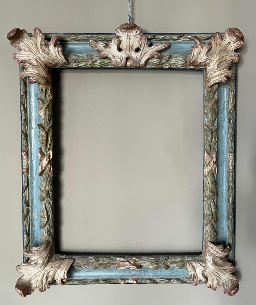 Cornice laccata in policromia, centro Italia XVIII secolo