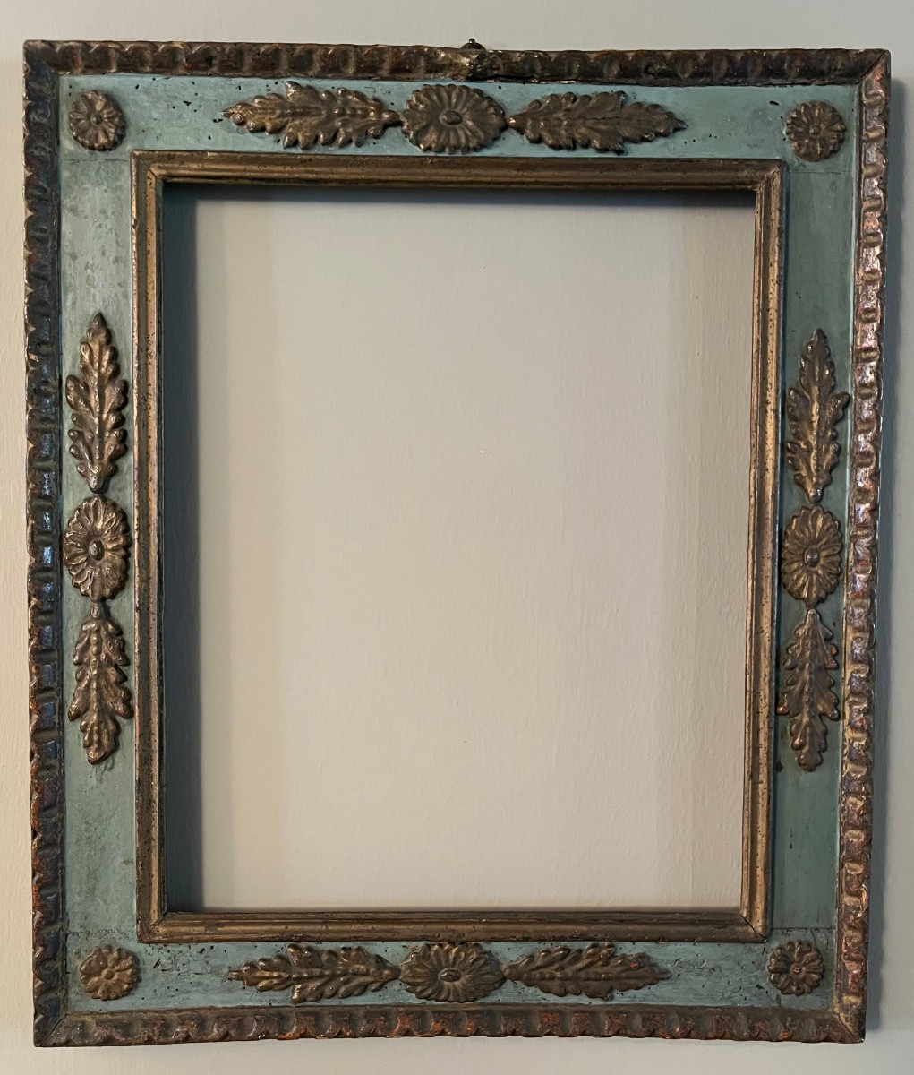 Cornice neo classica laccata, dorata e scolpita