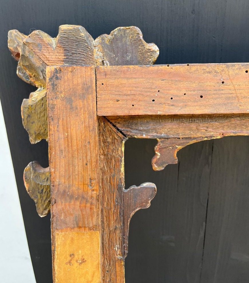Cornice in legno intagliato, laccato e dorato-photo-2