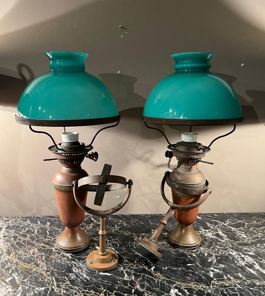 Coppia di lampade a olio con giroscopio cardanico per imbarcazioni-photo-2