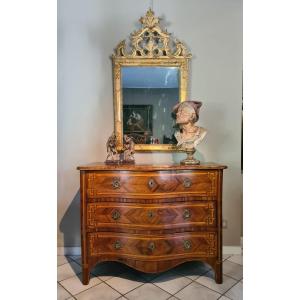 Cassettone Luigi XV intarsiato mosso Piemonte