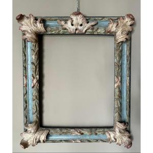 Cornice laccata in policromia, centro Italia XVIII secolo