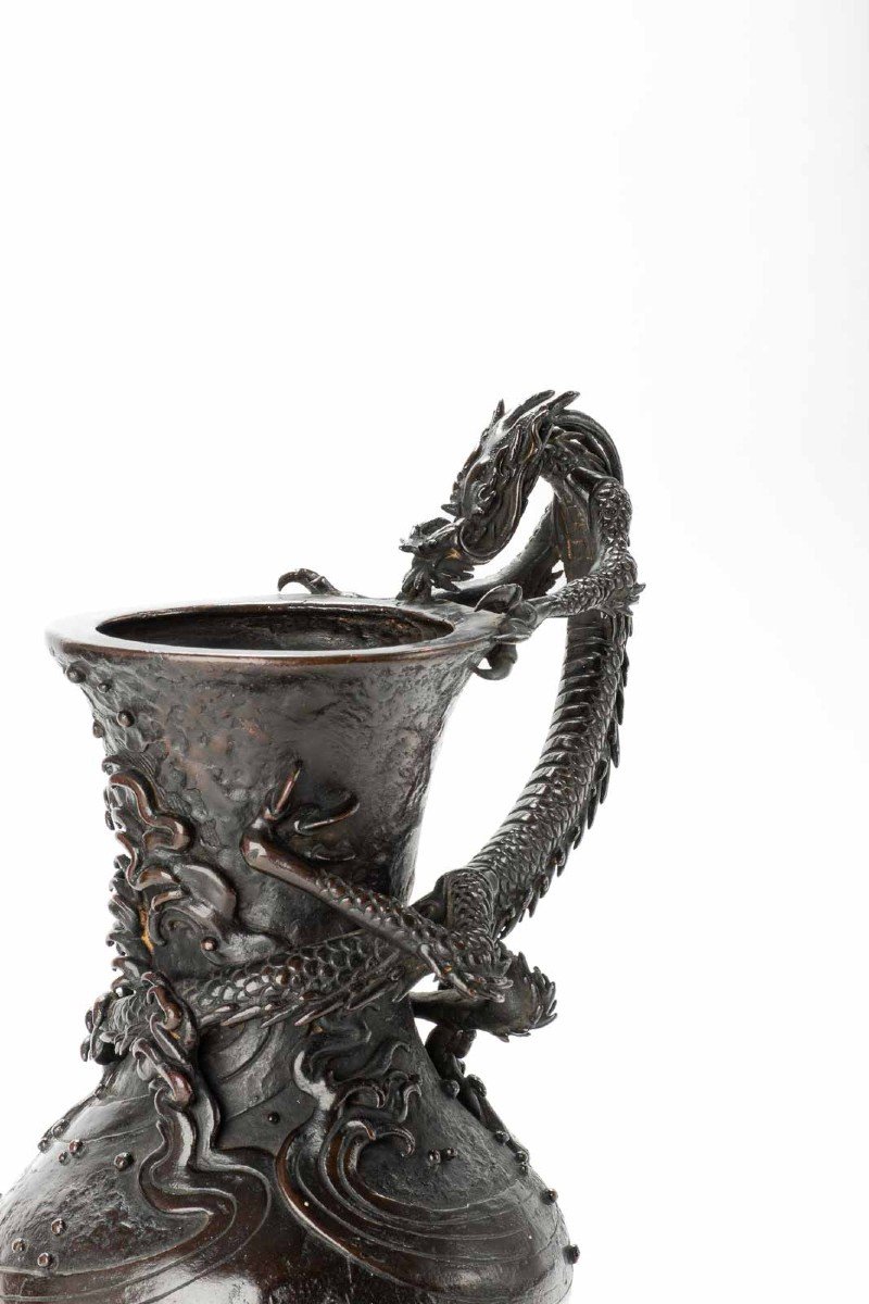 Coppia di vasi in bronzo raffiguranti il drago Ryu-photo-1