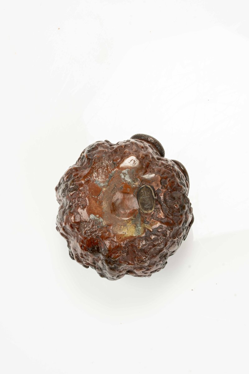 Suiteki in bronzo a forma di zucca con serpente, firmato Masayuki-photo-2