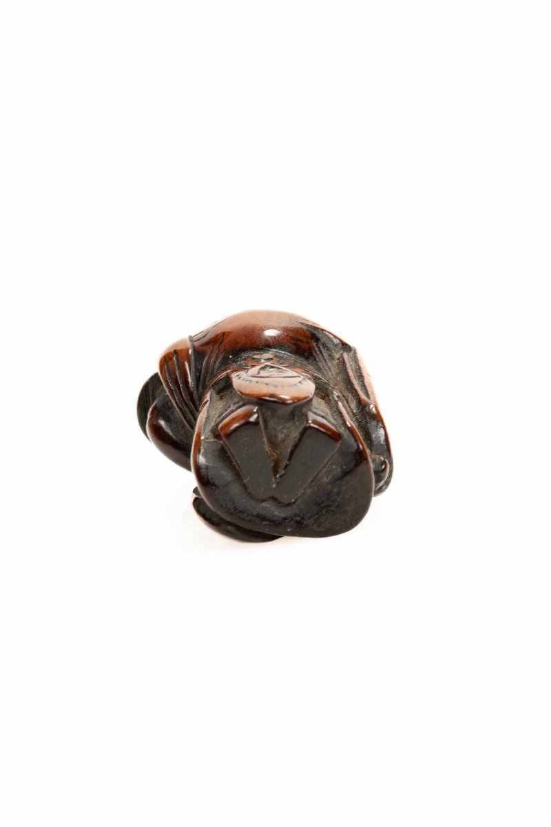 Netsuke in legno di bosso raffigurante il generale Guan Yu-photo-2