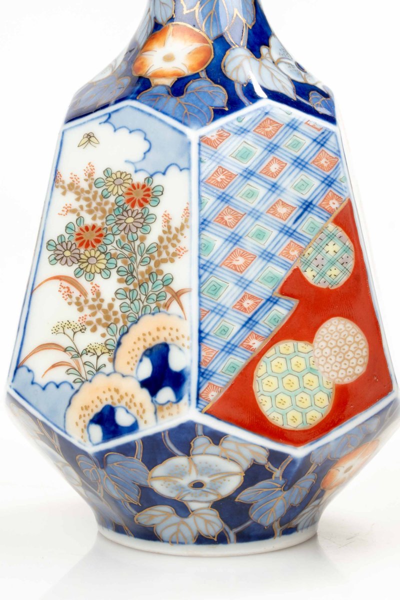 Coppia di vasi Arita in porcellana Imari con marchio Fukagawa-photo-1