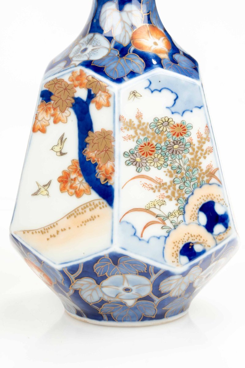 Coppia di vasi Arita in porcellana Imari con marchio Fukagawa-photo-2