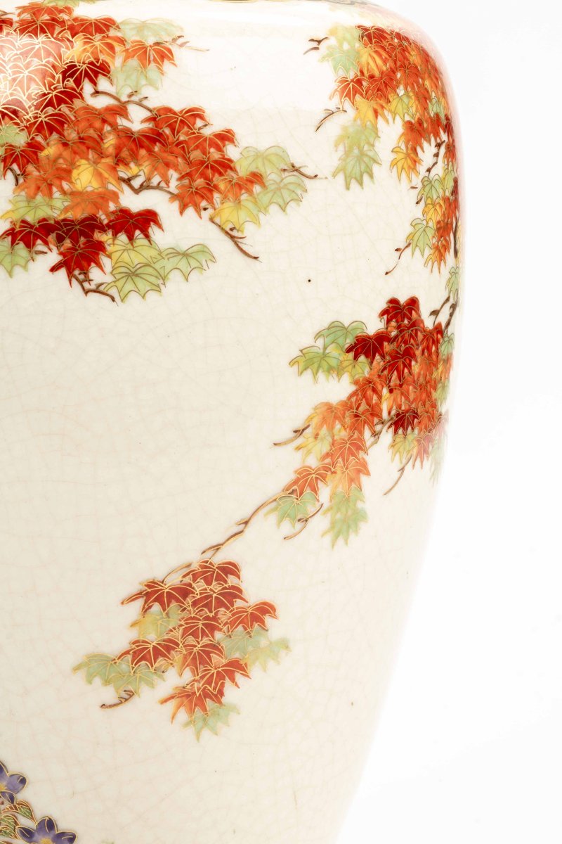Grande vaso satsuma decorato con un albero di acero-photo-1