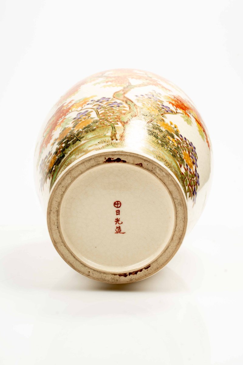 Grande vaso satsuma decorato con un albero di acero-photo-4